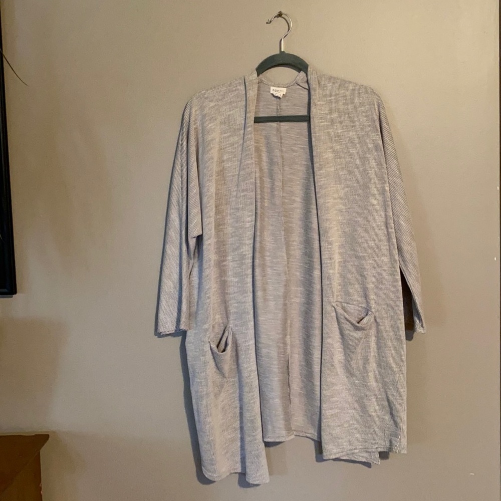 Donni cardigan grey and white lightweight ribbed cardigan